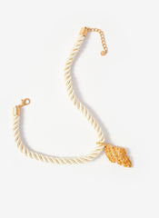 Gold Tone Statement Shell Rope Necklace