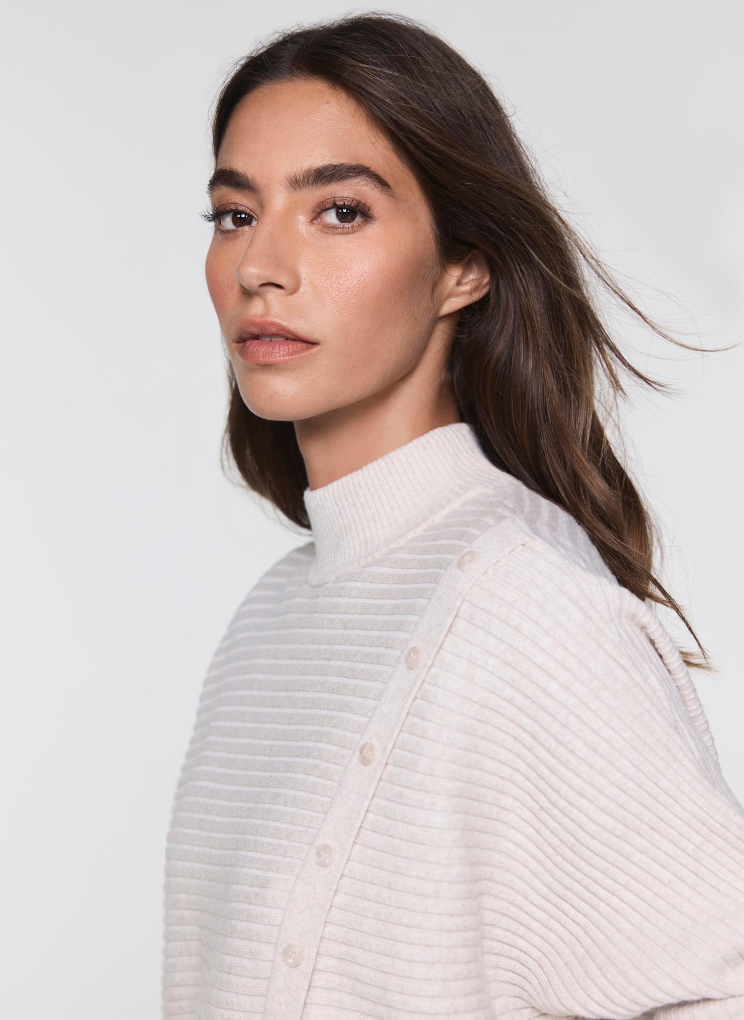 Neutral Button Detail Ribbed Jumper