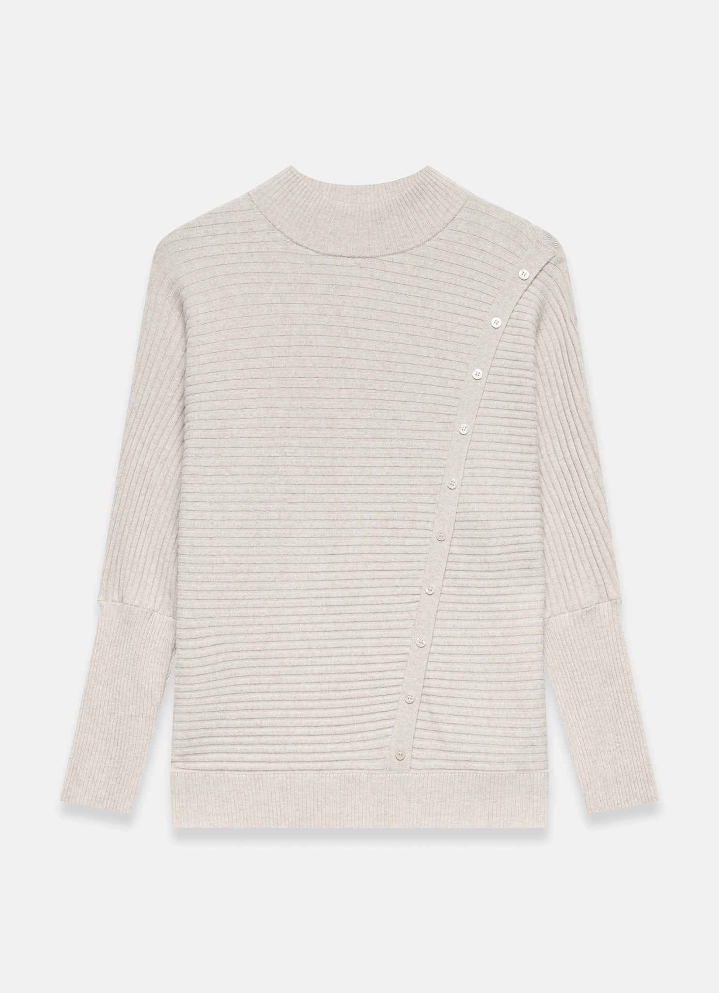 Neutral Button Detail Ribbed Jumper