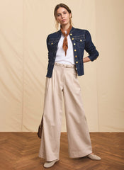 Neutral Belted Wide Trousers