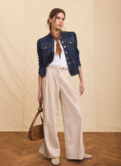 Neutral Belted Wide Trousers