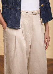 Neutral Belted Wide Trousers