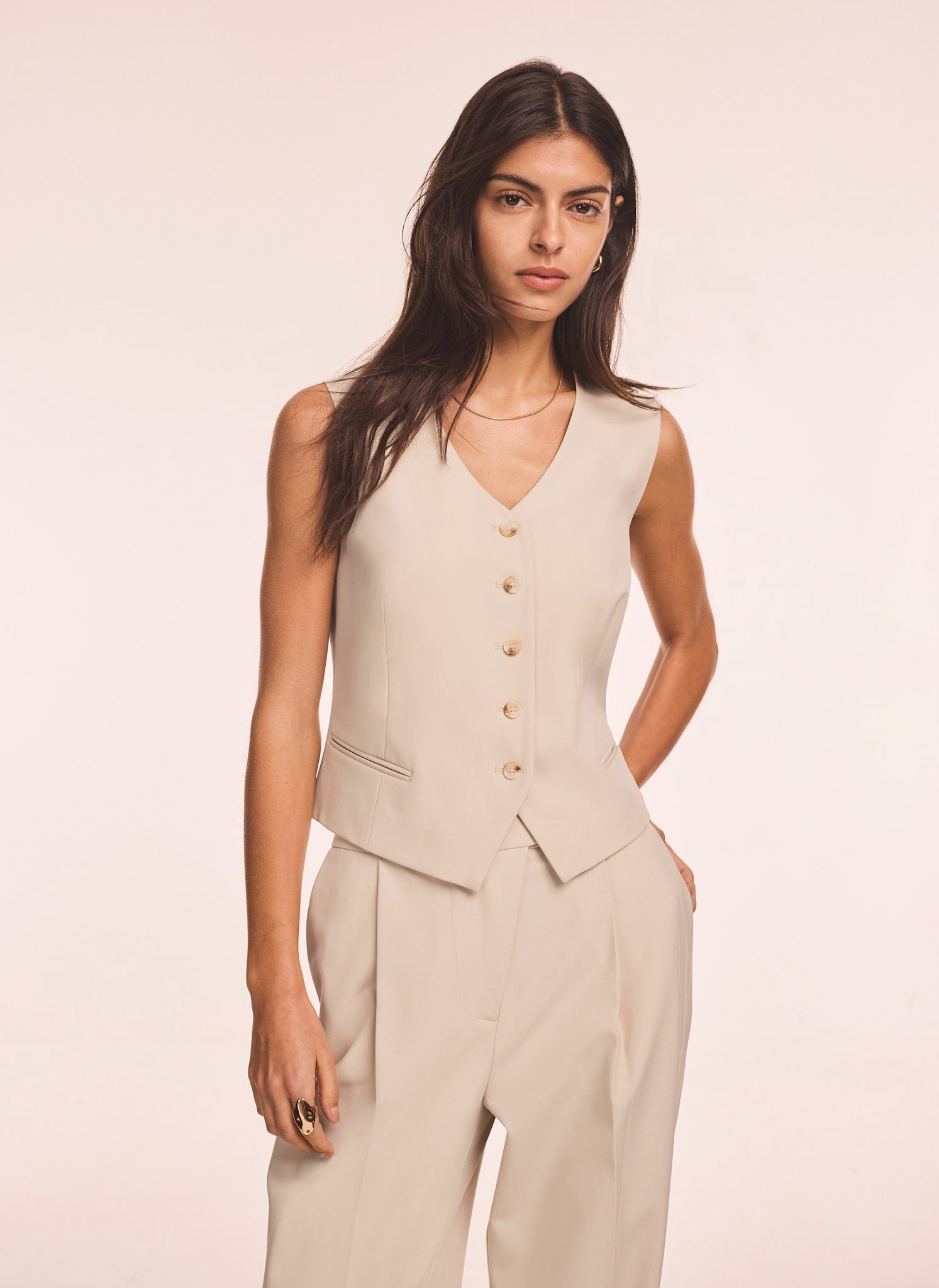 Neutral Tailored Waistcoat