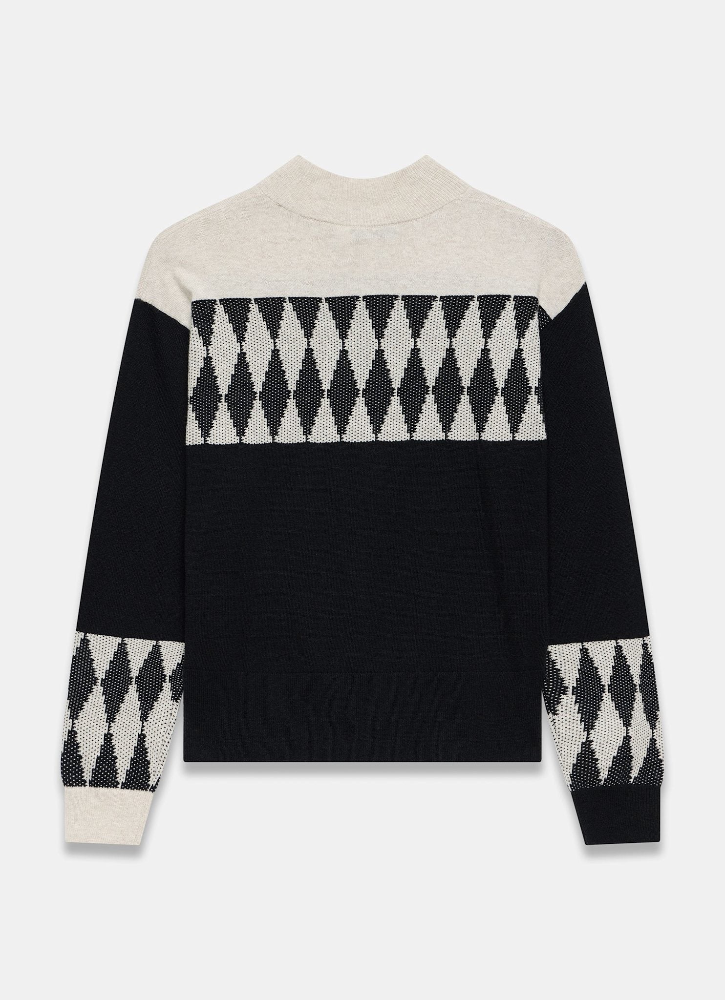 Neutral and Black Cotton Blend Graphic Jumper