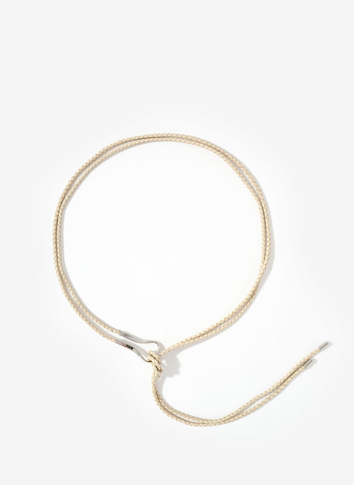 Cream Leather Tie Waist Belt