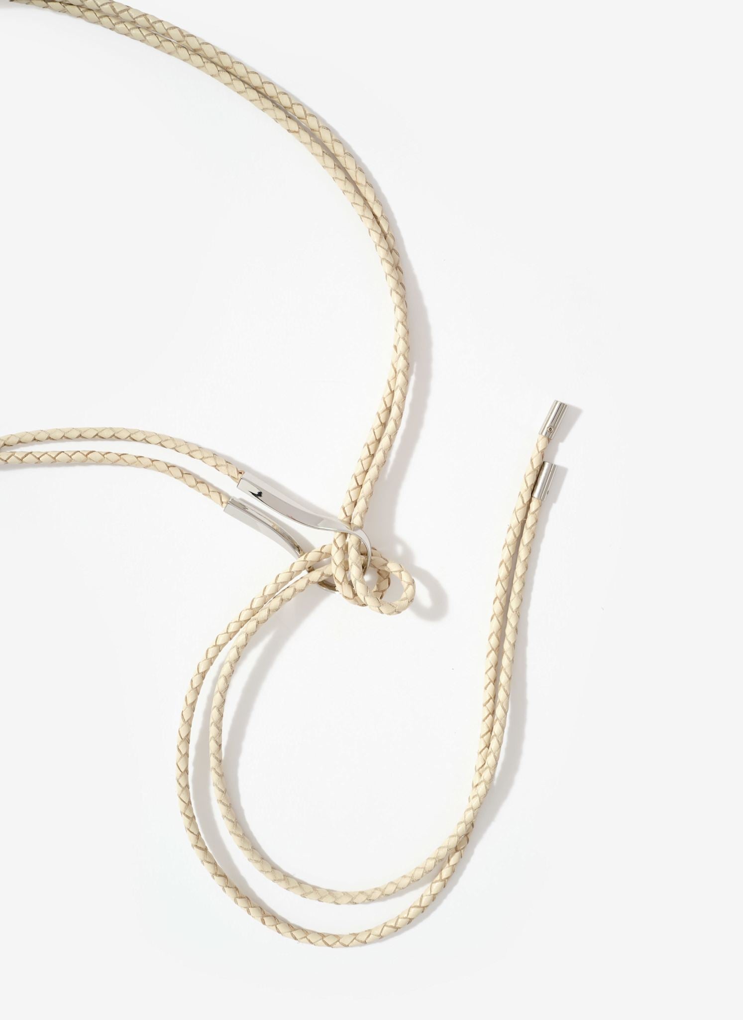 Cream Leather Tie Waist Belt