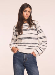 White Striped Cotton Blend Jumper