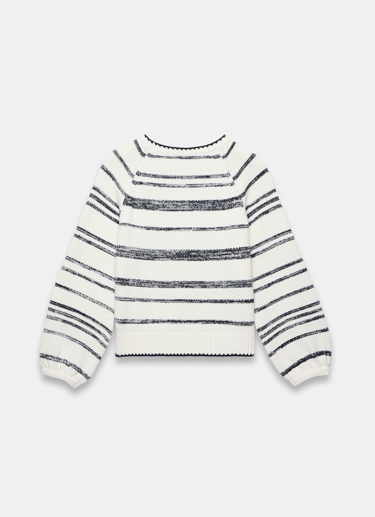 White Striped Cotton Blend Jumper