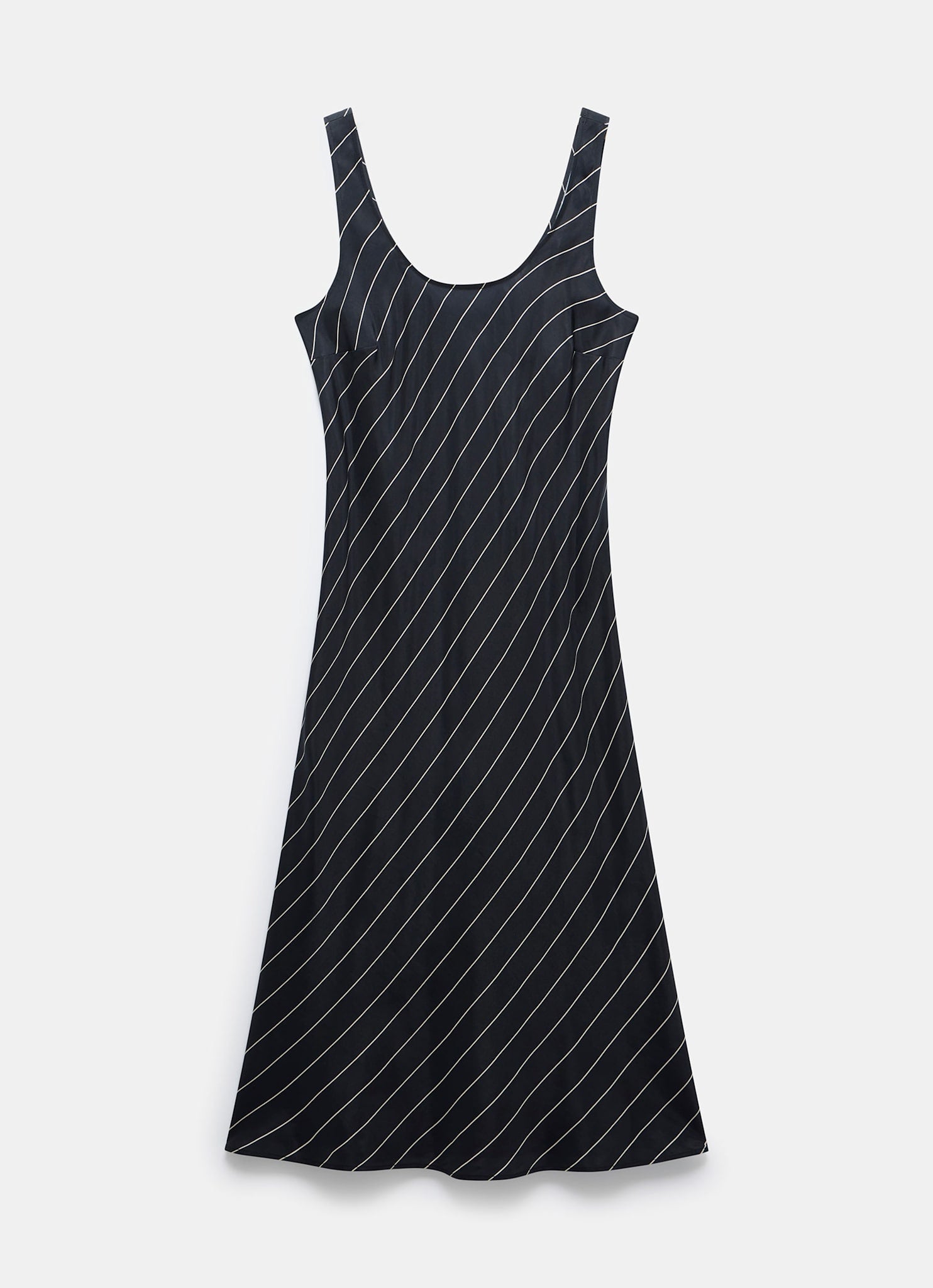 Black Striped Midi Slip Dress