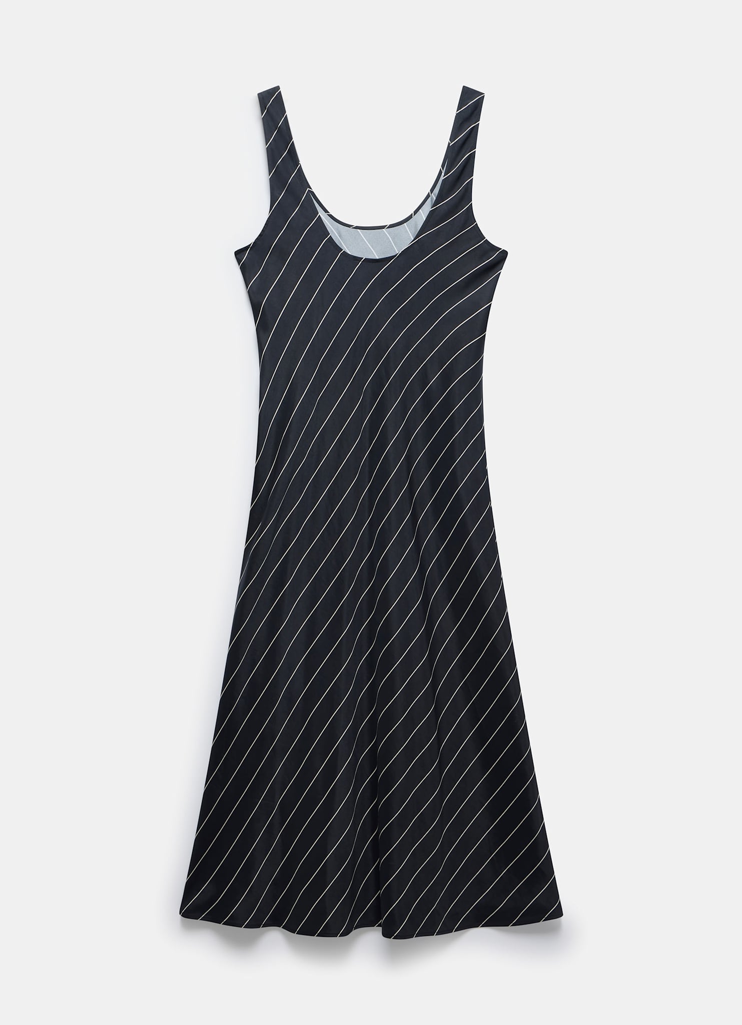 Black Striped Midi Slip Dress