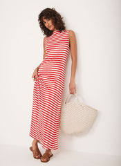 Red Striped Jersey Maxi Dress