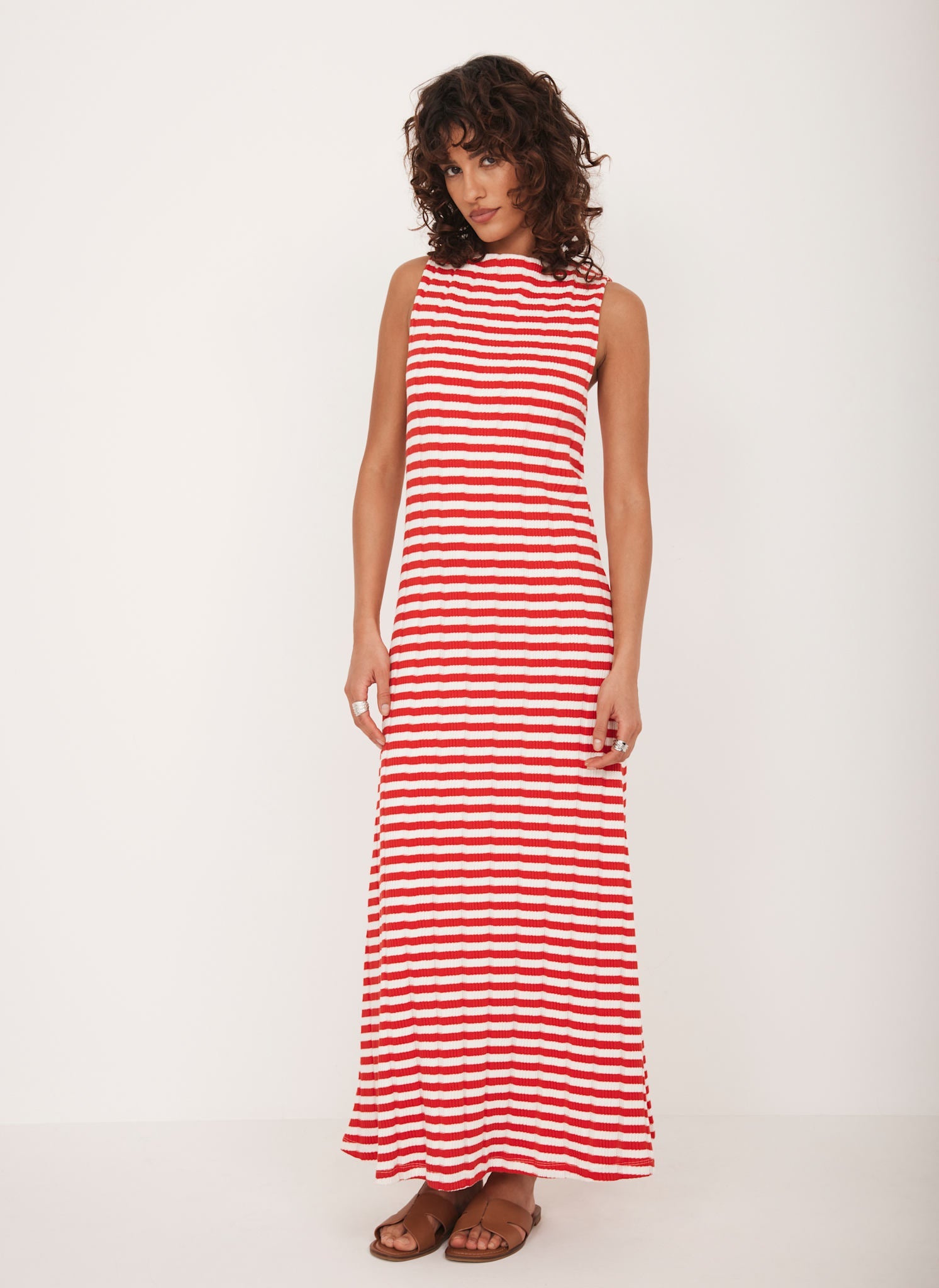 Red Striped Jersey Maxi Dress
