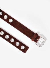 Brown Suede Eyelet Belt