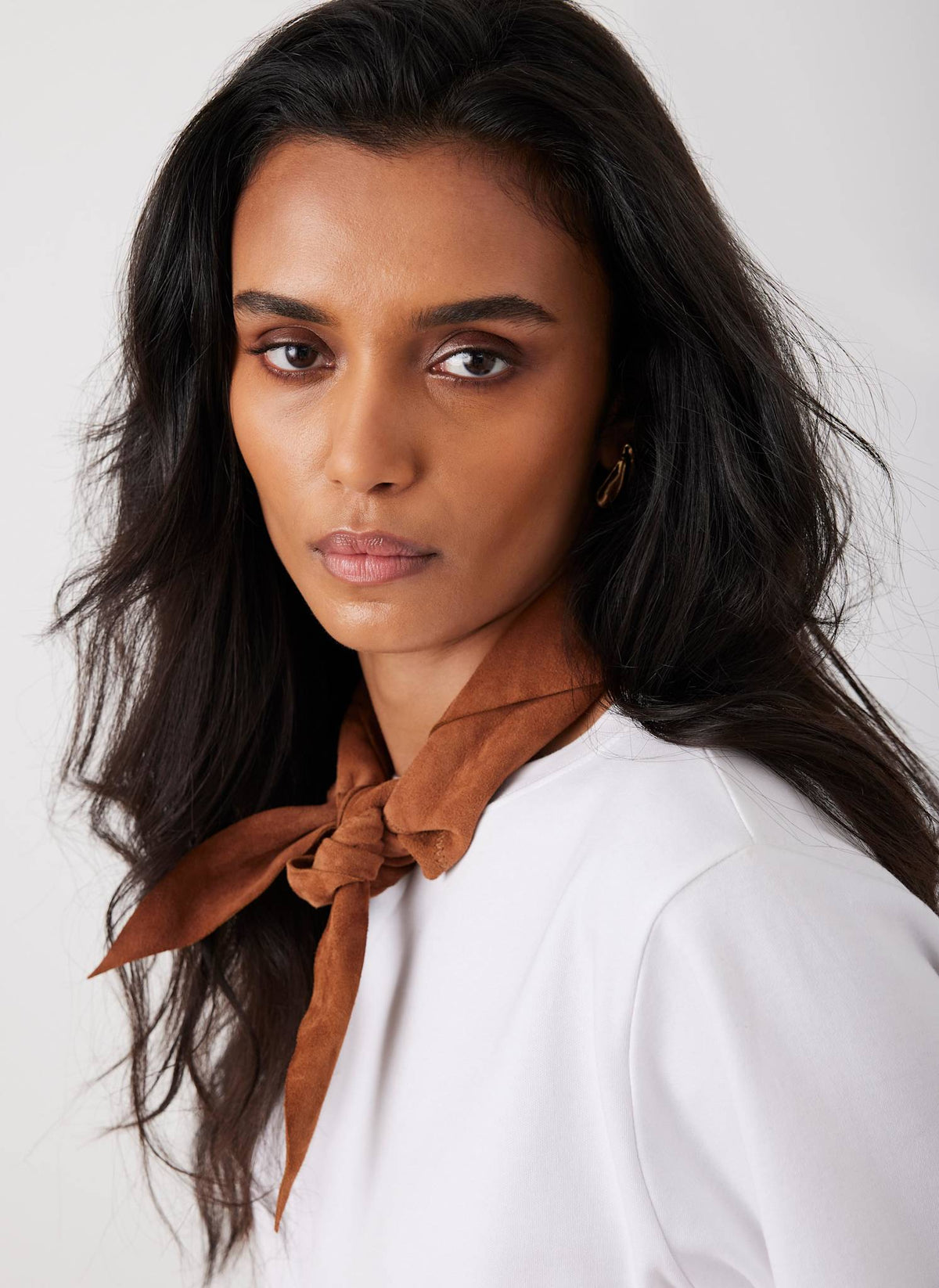 Tan Suede Mini Triangle Neck Scarf