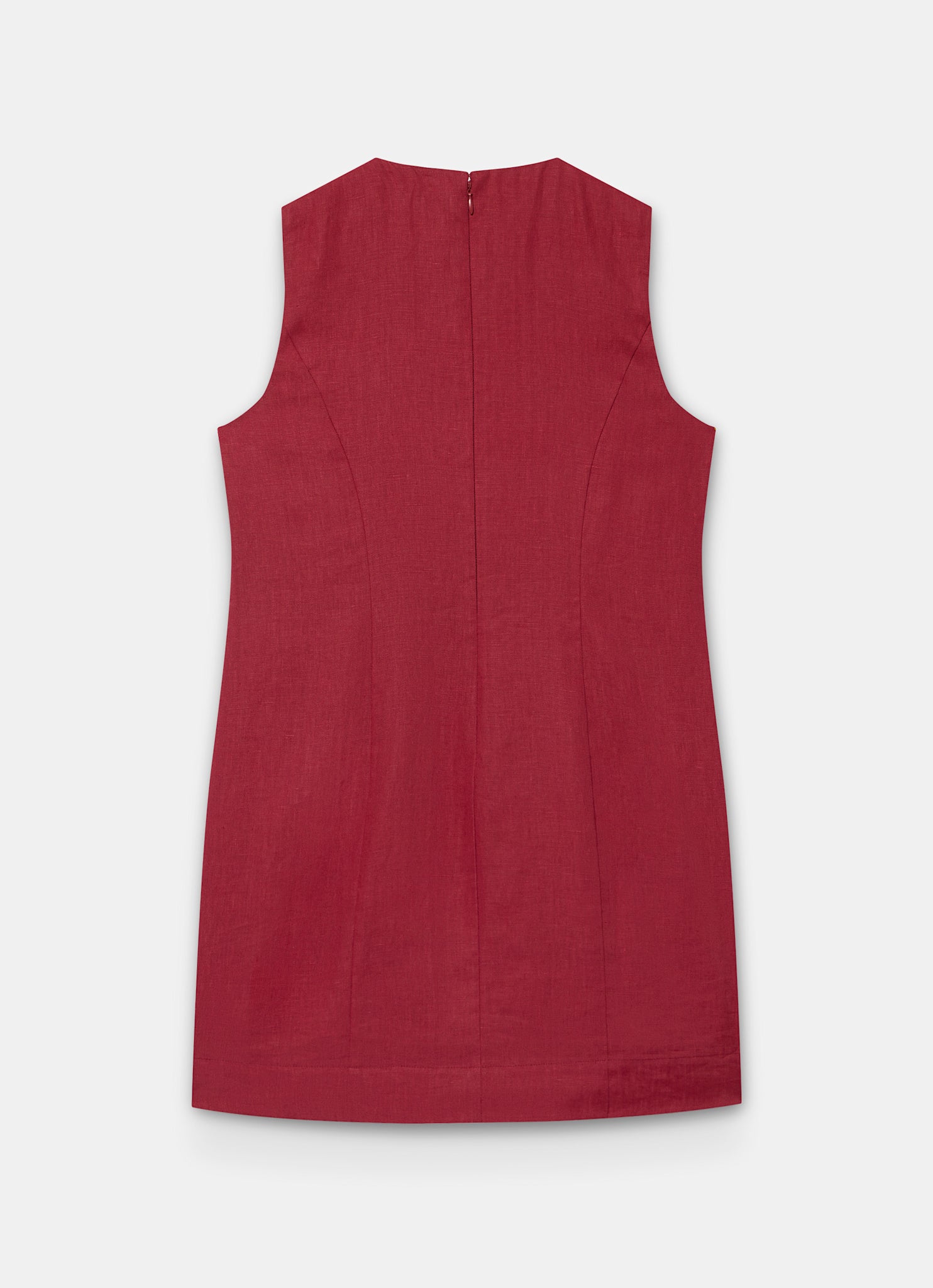Red Linen Sunray Button Mini Dress