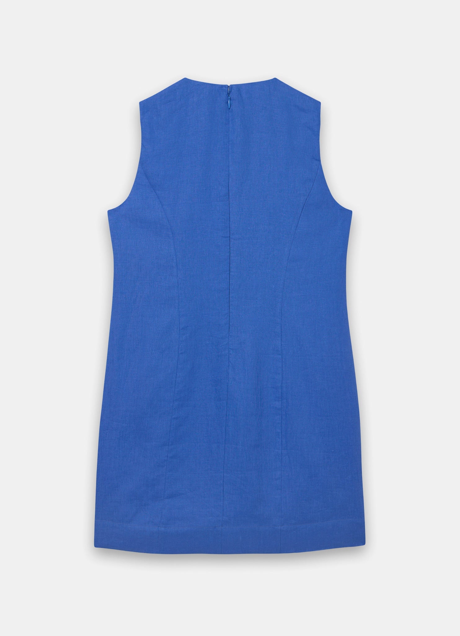 Blue Linen Sunray Button Mini Dress