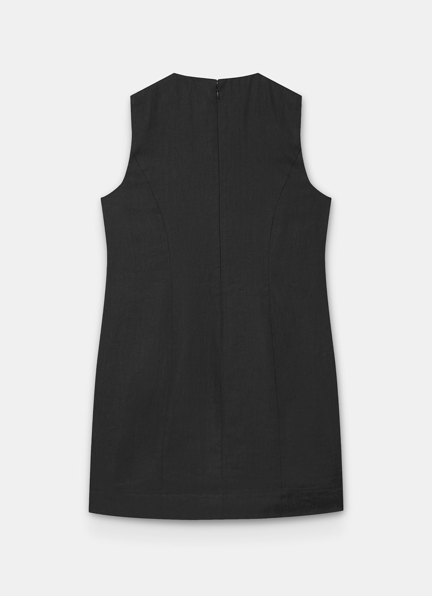 Black Linen Sunray  Button Mini Dress