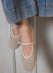 Tabi Cream Leather Ballet Flats