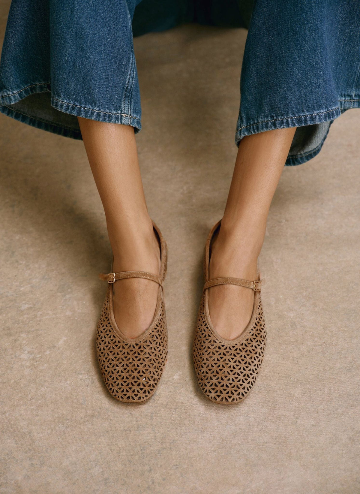 Tabi Tan Suede Ballet Flats