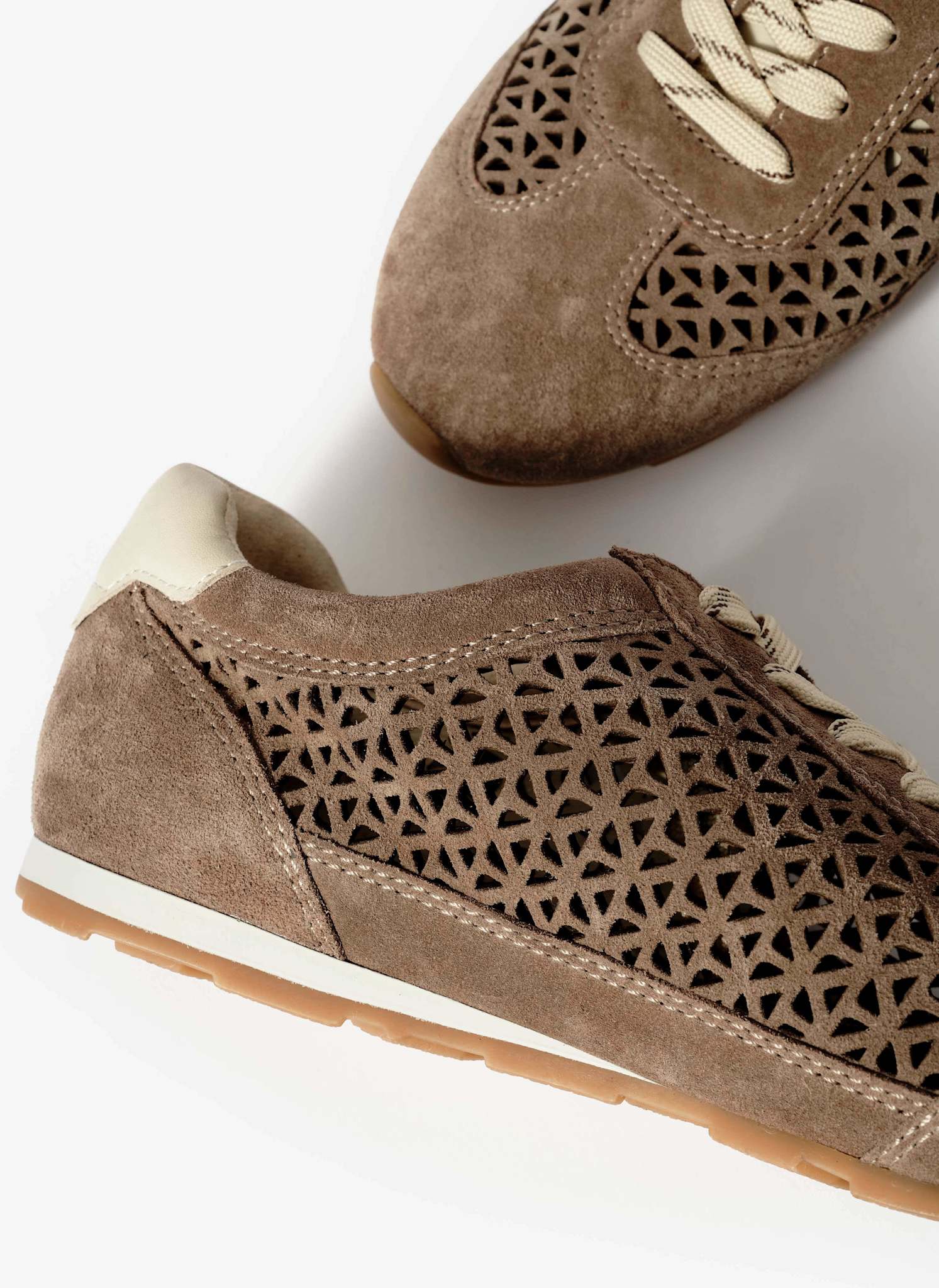 Talia Taupe Suede Cut Detail Trainers