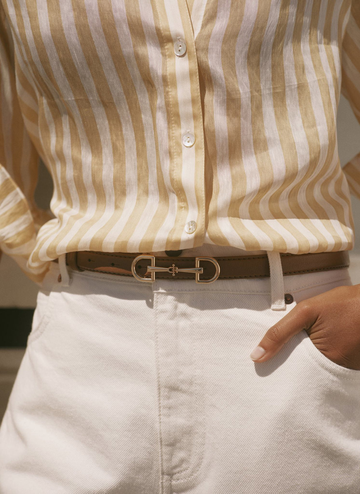 Tan Leather Snaffle Detail Belt