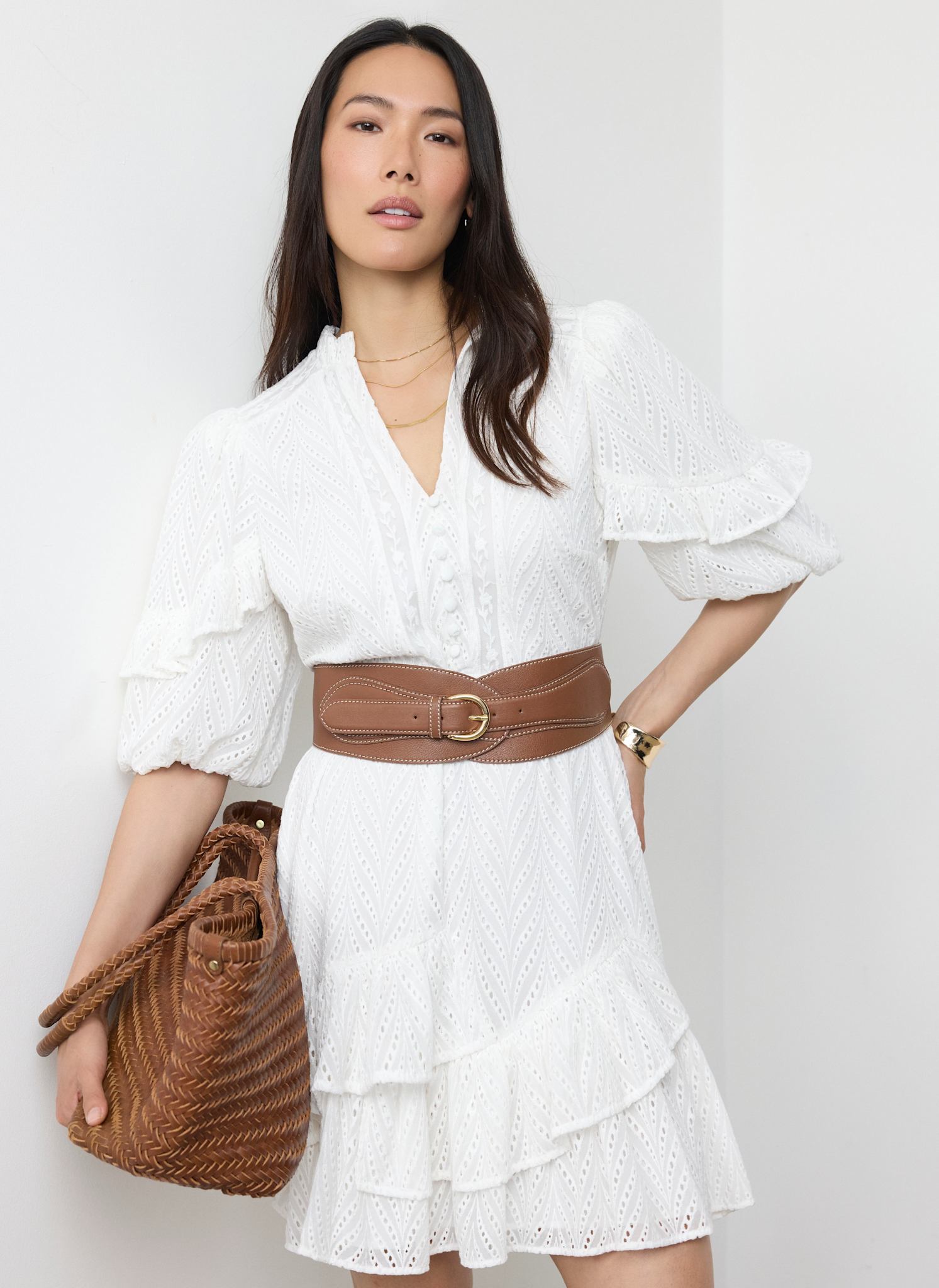 Tan Leather Wide Waist Belt