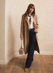 Neutral Suede Longline Trench Coat