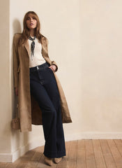 Neutral Suede Longline Trench Coat