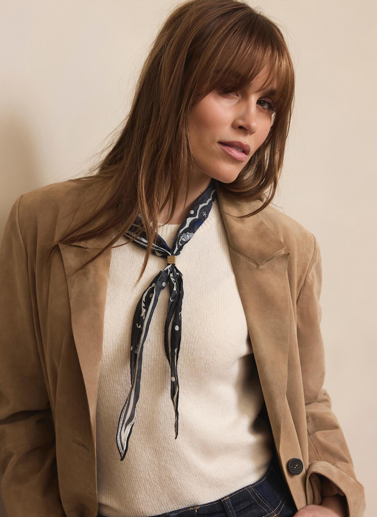 Neutral Suede Longline Trench Coat