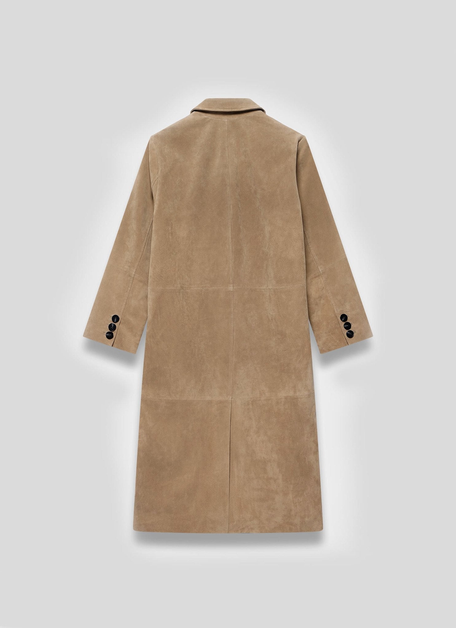 Neutral Suede Longline Trench Coat