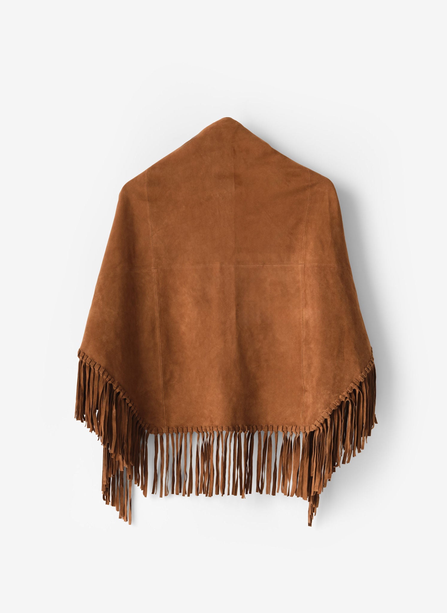 Tan Suede Fringed Shawl