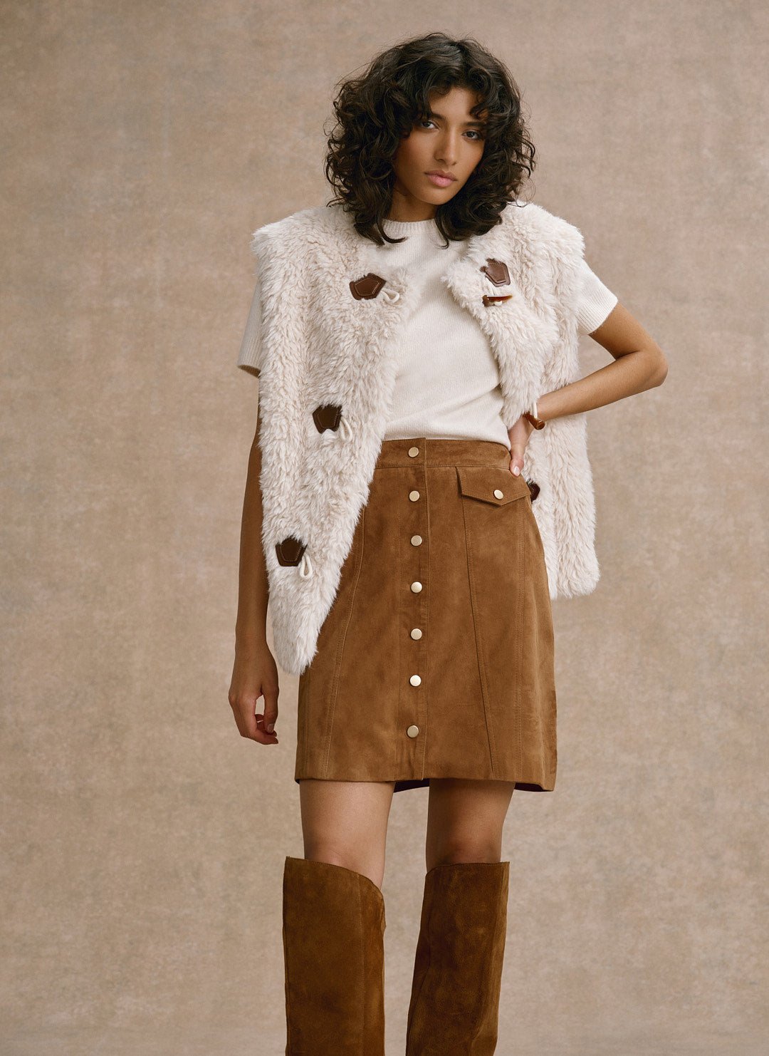 Tan Suede Mini Skirt