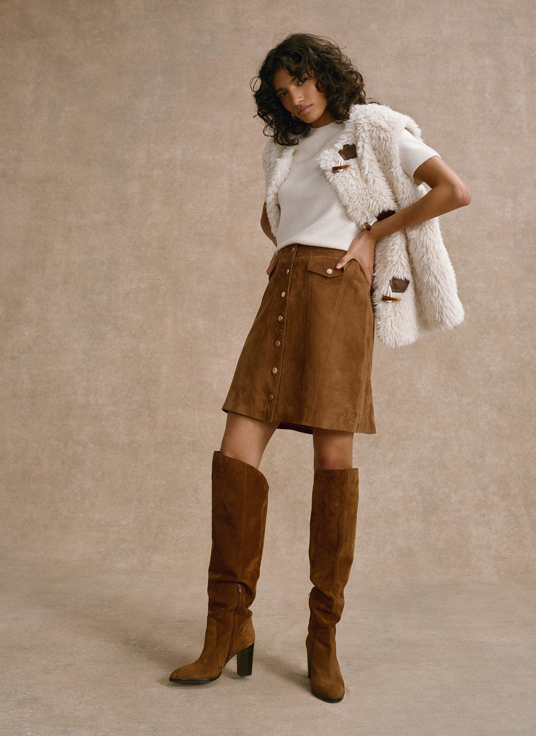 Tan Suede Mini Skirt