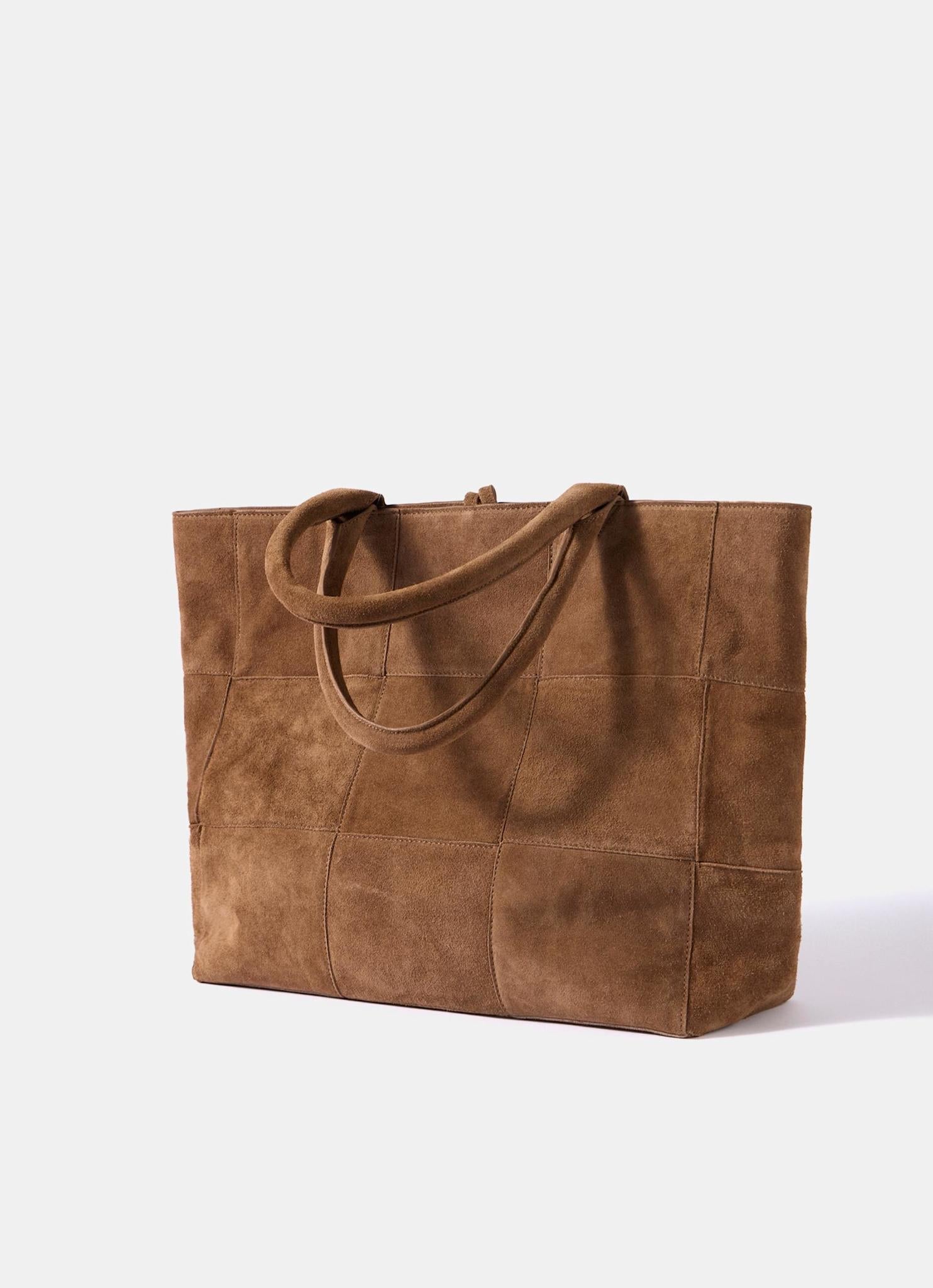 Mia Tan Suede Woven Tote Bag