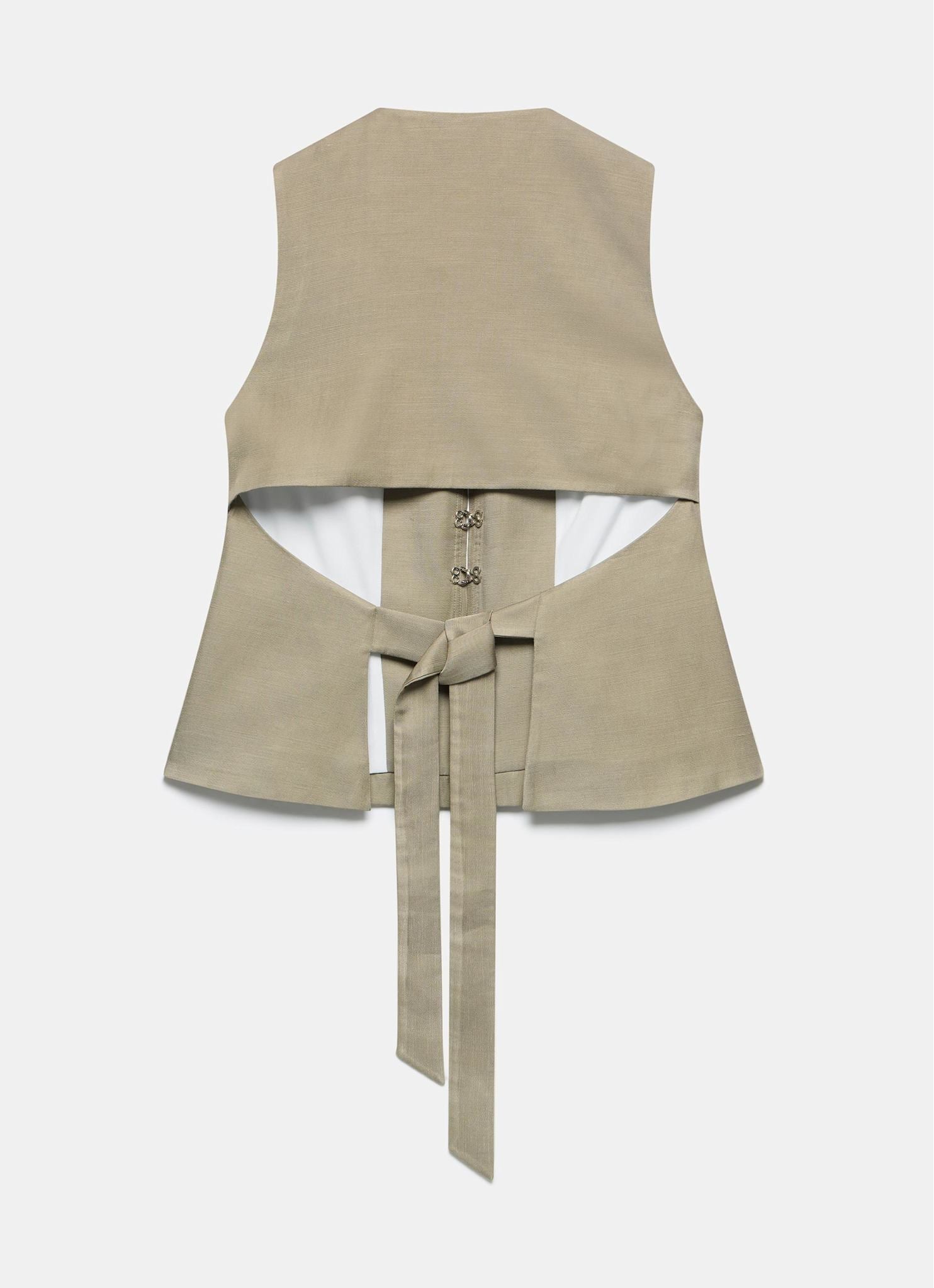 Taupe Tie Back Waistcoat