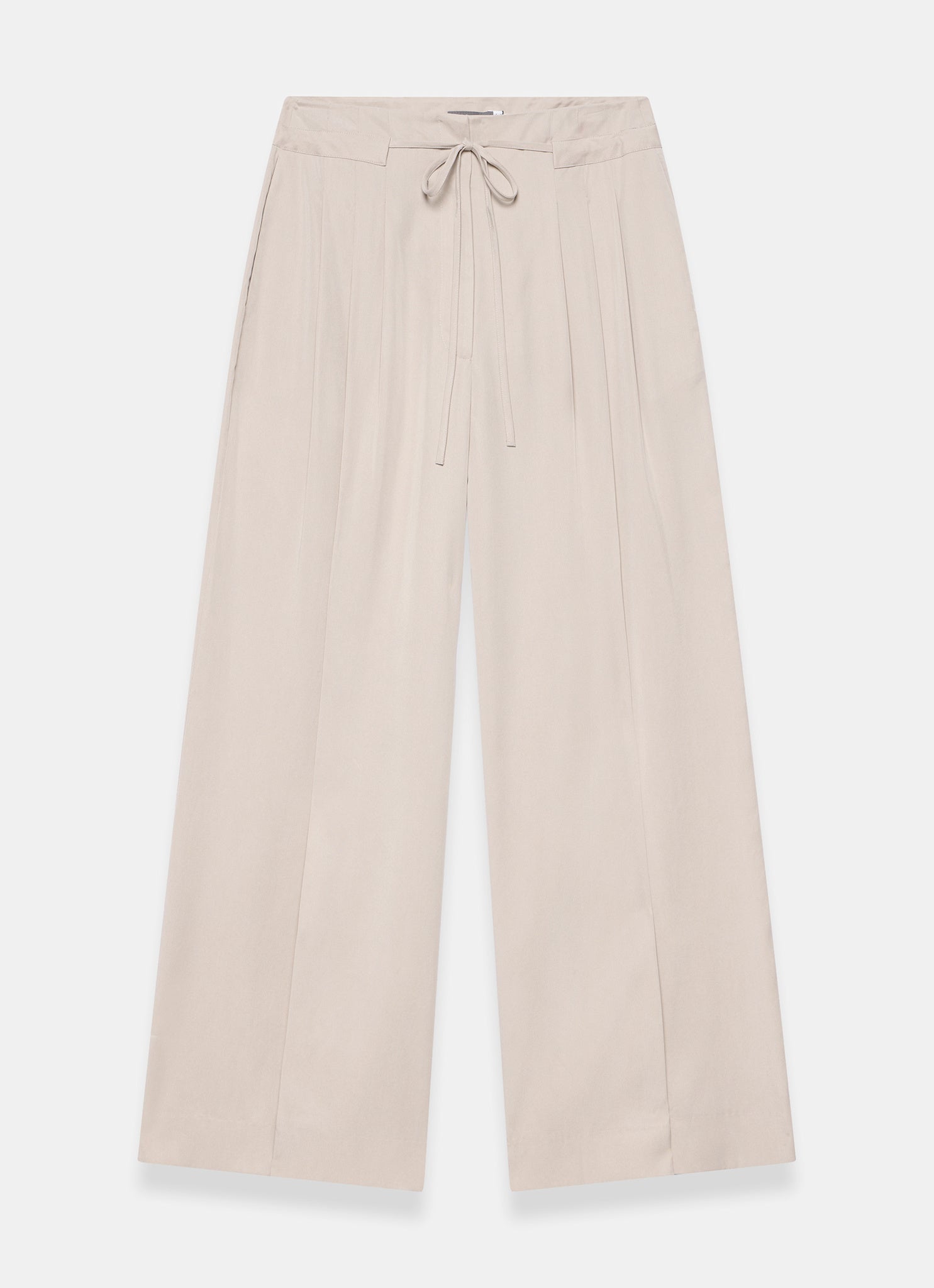 Neutral Tie Waist Wide Trousers