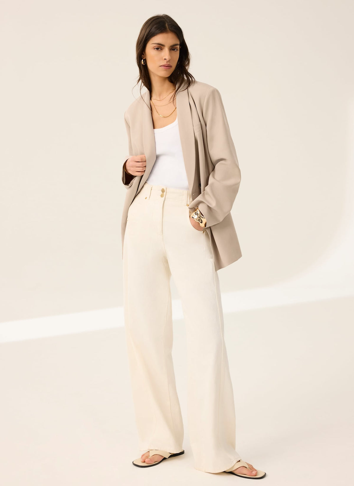 Neutral Single Breasted Blazer