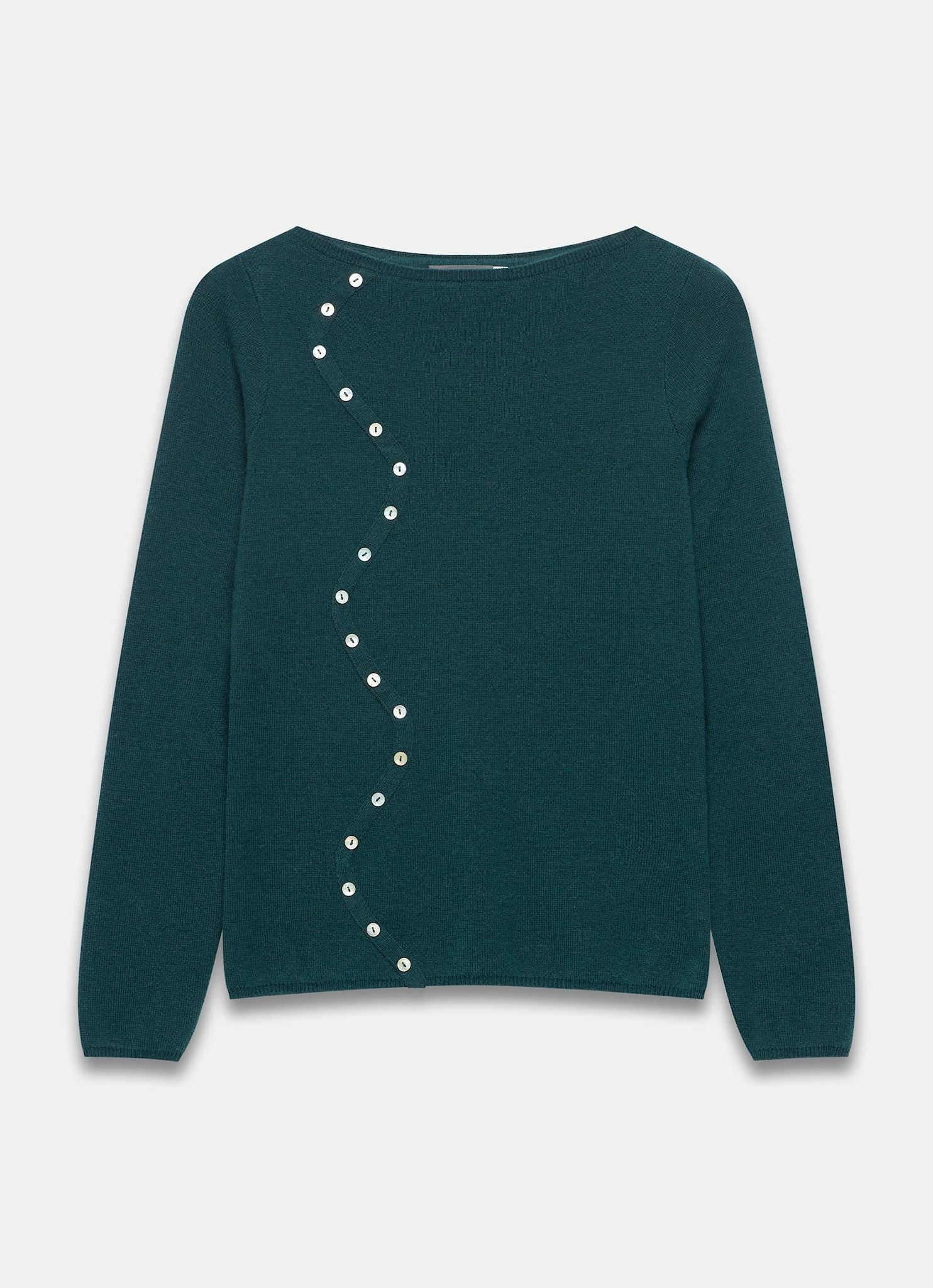 Teal Cotton Blend Button Detail Jumper