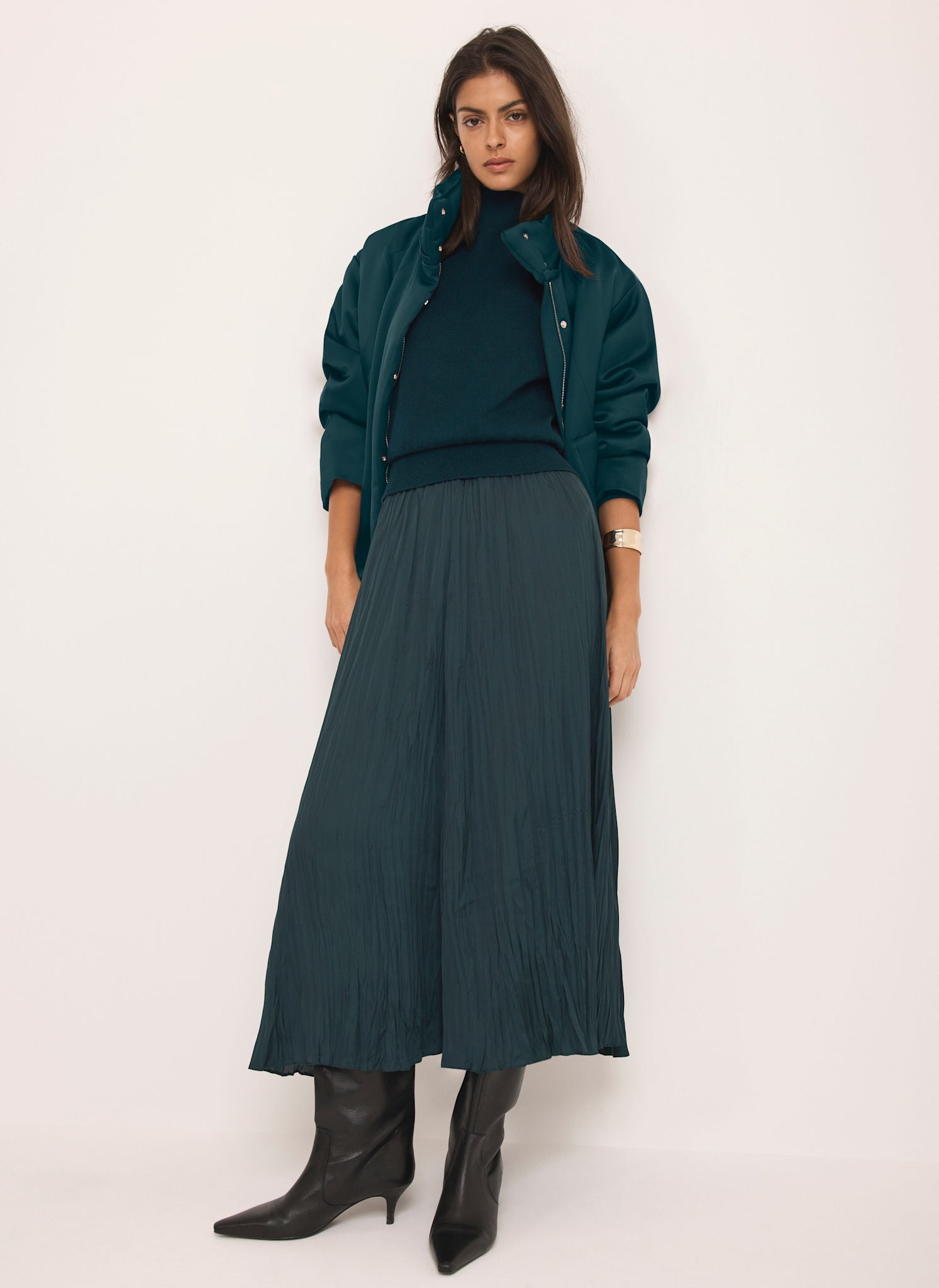 Teal Crinkle Maxi Skirt