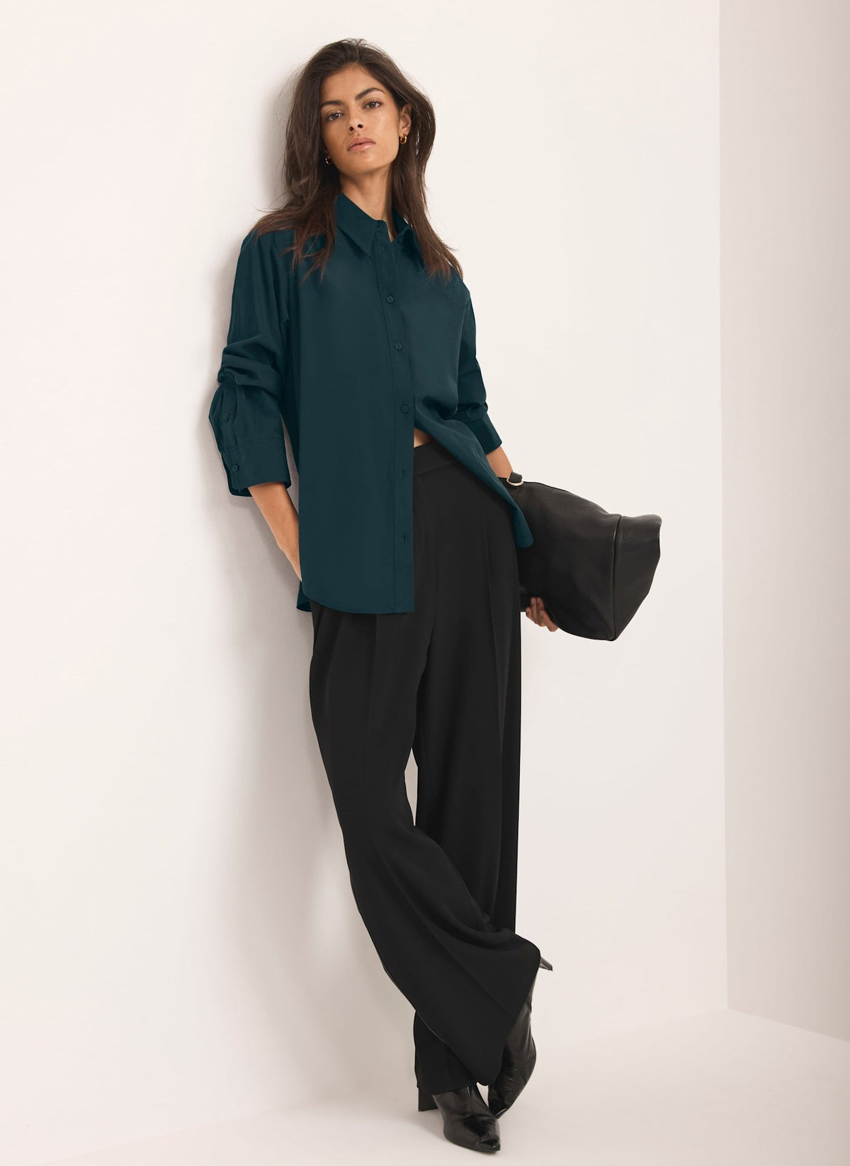 Teal Oversized Long Sleeve Shirt