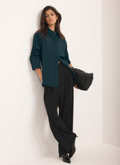 Teal Oversized Long Sleeve Shirt