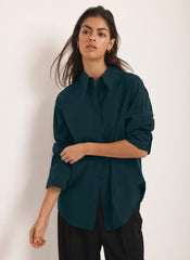 Teal Oversized Long Sleeve Shirt
