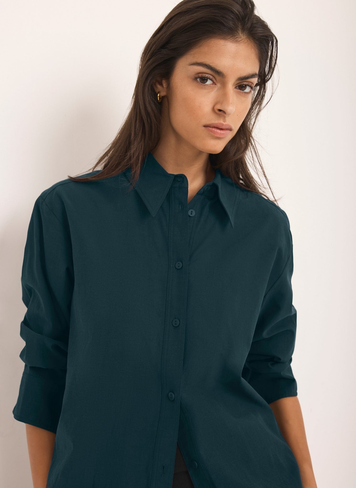 Teal Oversized Long Sleeve Shirt