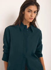 Teal Oversized Long Sleeve Shirt