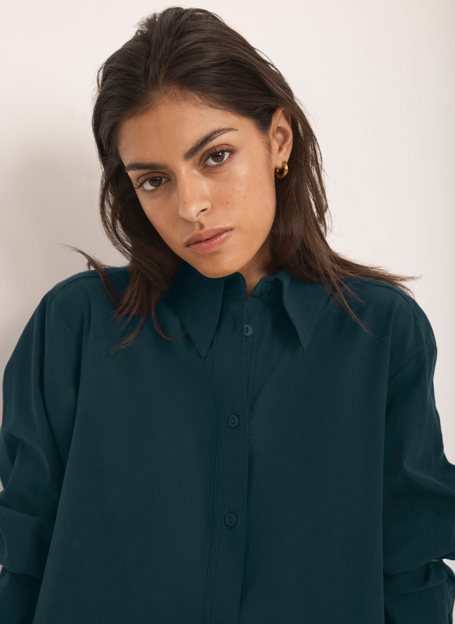 Teal Oversized Long Sleeve Shirt