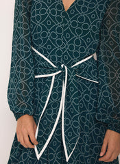 Teal Print Tie Maxi Dress