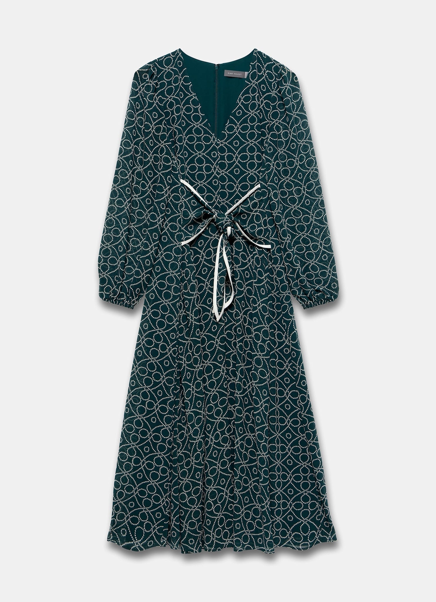 Teal Print Tie Maxi Dress