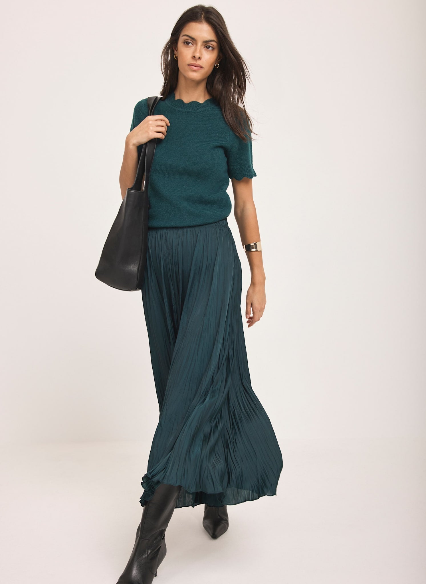 Teal Scallop Knit Top