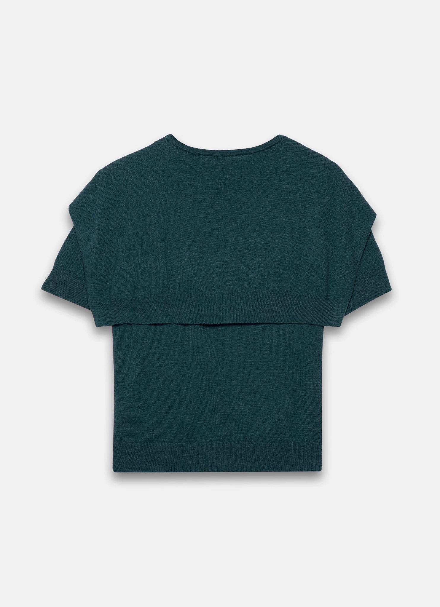 Teal Cotton Blend Scarf Detail Knit Top