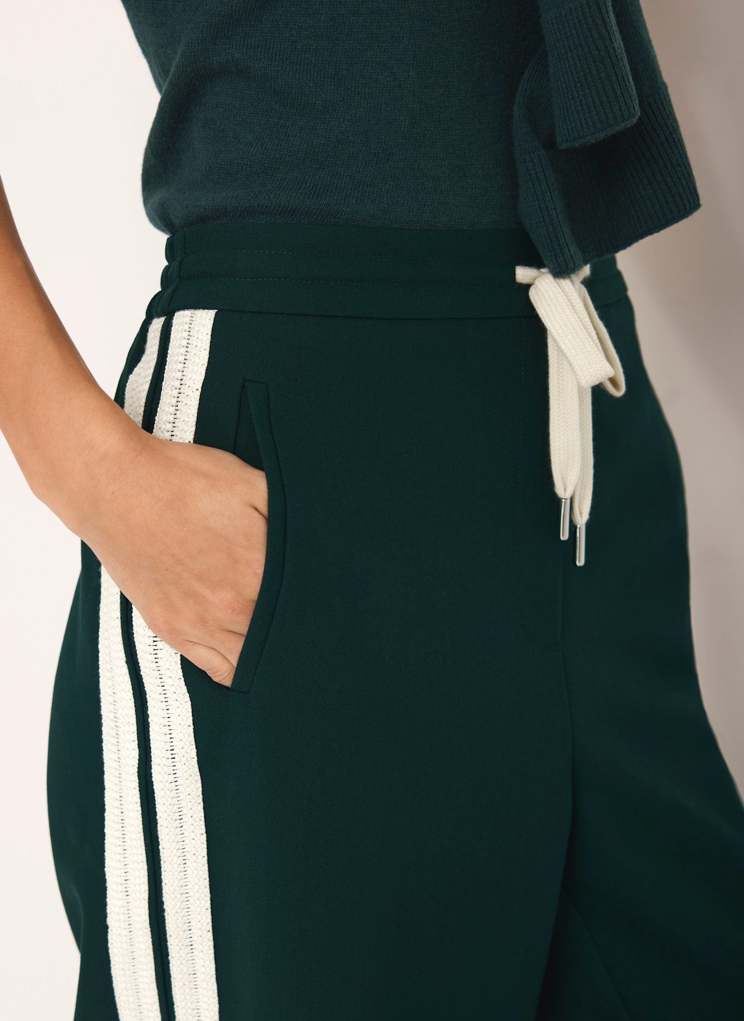 Teal Side Stripe Wide Trousers
